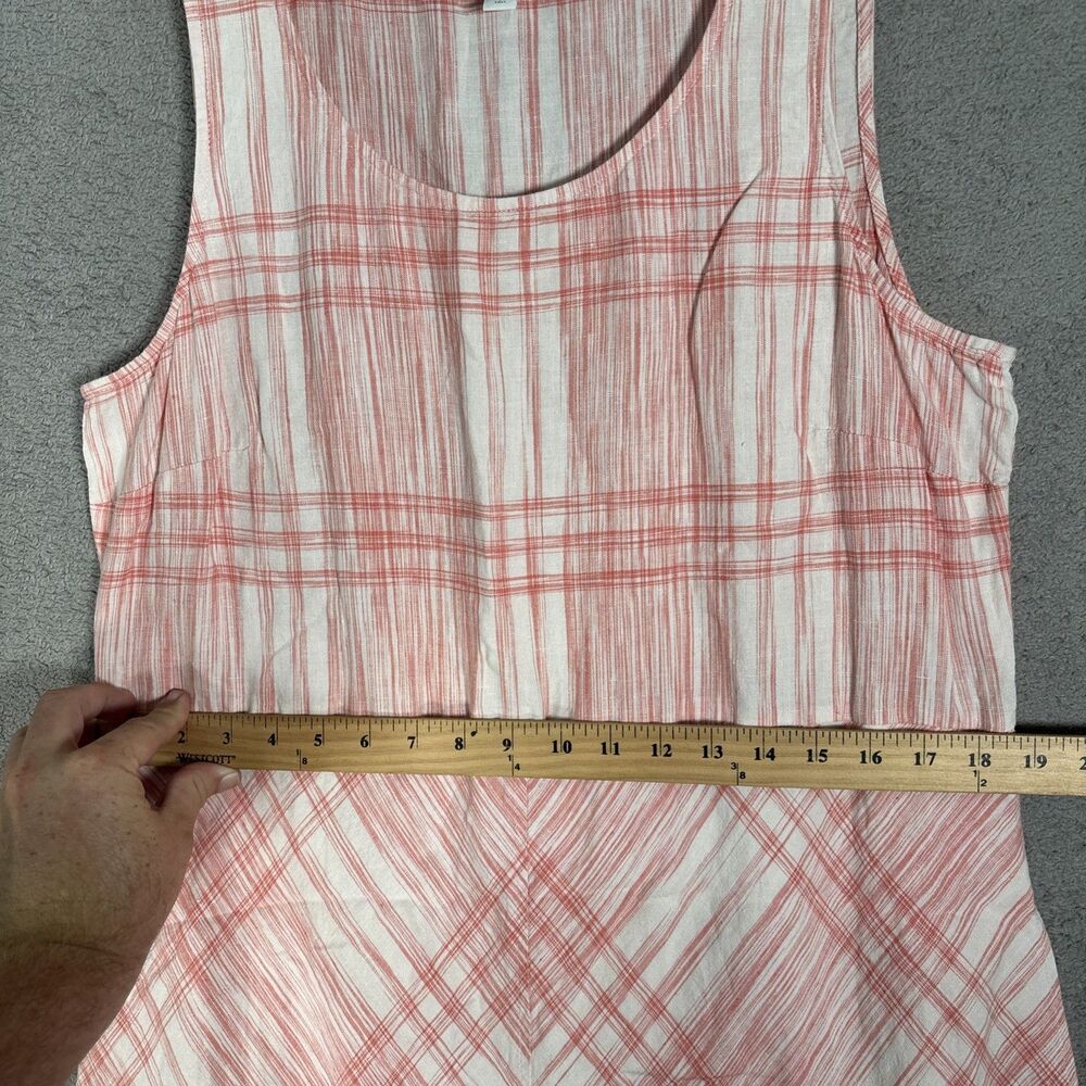 J Jill Love Linen Size L Tall Maxi Dress Linen Cotton Lined Natural Fibers Plaid - Picture 8 of 16